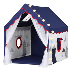 Keezi Kids Play Tent Playhouse Castle with Floor Mat String Ball Light 134X103CM - 0