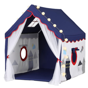 Keezi Kids Play Tent Playhouse Castle with Floor Mat String Ball Light 134X103CM - 0