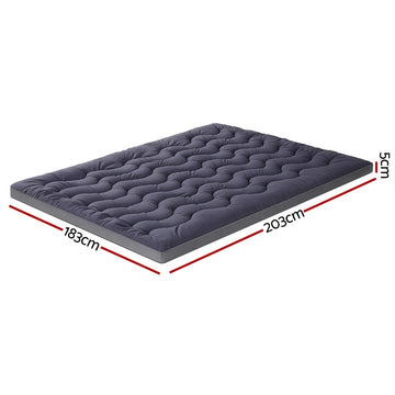 Giselle 5cm Mattress Topper Pillowtop toppers Bamboo Charcoal King - 0