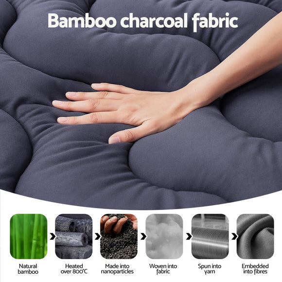 Giselle 5cm Mattress Topper Pillowtop toppers Bamboo Charcoal Queen