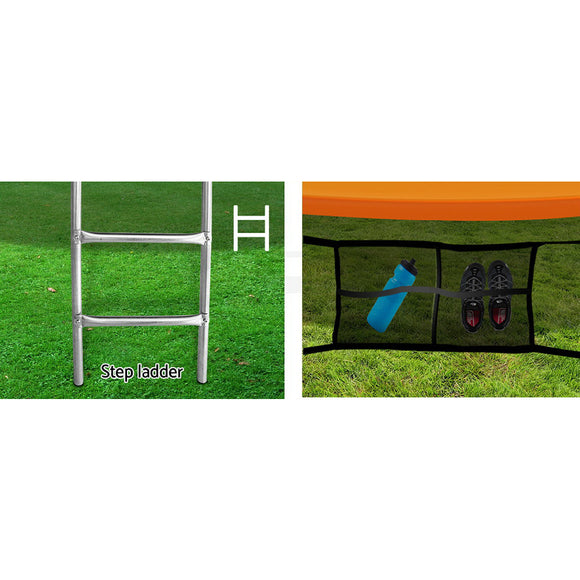 14ft Trampoline Everfit Kids Trampoline Rebounder w/ Ladder Basketball Hoop Orange