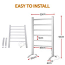 Devanti Electric Heated Towel Rail Rack 6 Bars Freestanding Clothes Dry Warmer-9