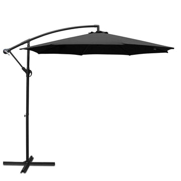 Instahut 3m Outdoor Umbrella Cantilever Beach Garden Patio Black - 0