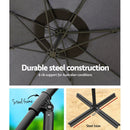 Instahut 3m Outdoor Umbrella Cantilever Beach Garden Patio Charcoal-8