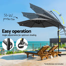 Instahut Outdoor Umbrella 3M Cantilever Beach LED Garden Shade Patio Charcoal-5