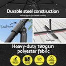 Instahut Outdoor Umbrella 3M Cantilever Beach LED Garden Shade Patio Charcoal-6