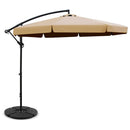 Instahut 3m Outdoor Umbrella w/Base Cantilever Garden Patio Beach Beige-1