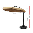 Instahut 3m Outdoor Umbrella w/Base Cantilever Garden Patio Beach Beige-2