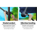 Instahut 3m Outdoor Umbrella w/Base Cantilever Garden Patio Beach Navy-5