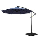 Instahut Outdoor Umbrella 3M Cantilever Beach LED w/Base Garden Shade Patio Navy-1
