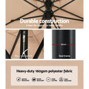 Instahut 2.7m Outdoor Umbrella Pole Stand Garden Sun Beige-5