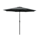Instahut 2.7m Outdoor Umbrella w/Base Pole Stand Garden Beach Black-1