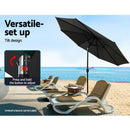 Instahut 2.7m Outdoor Umbrella w/Base Pole Stand Garden Beach Black-3