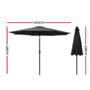 Instahut 3m Outdoor Umbrella Beach Pole Garden Patio Tilt Black-2