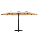 Instahut 4.57m Outdoor Umbrella Beach Pole Garden Tilt Beige-3
