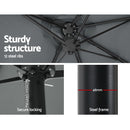 Instahut 4.57m Outdoor Umbrella Beach Pole Garden Tilt Charcoal-7