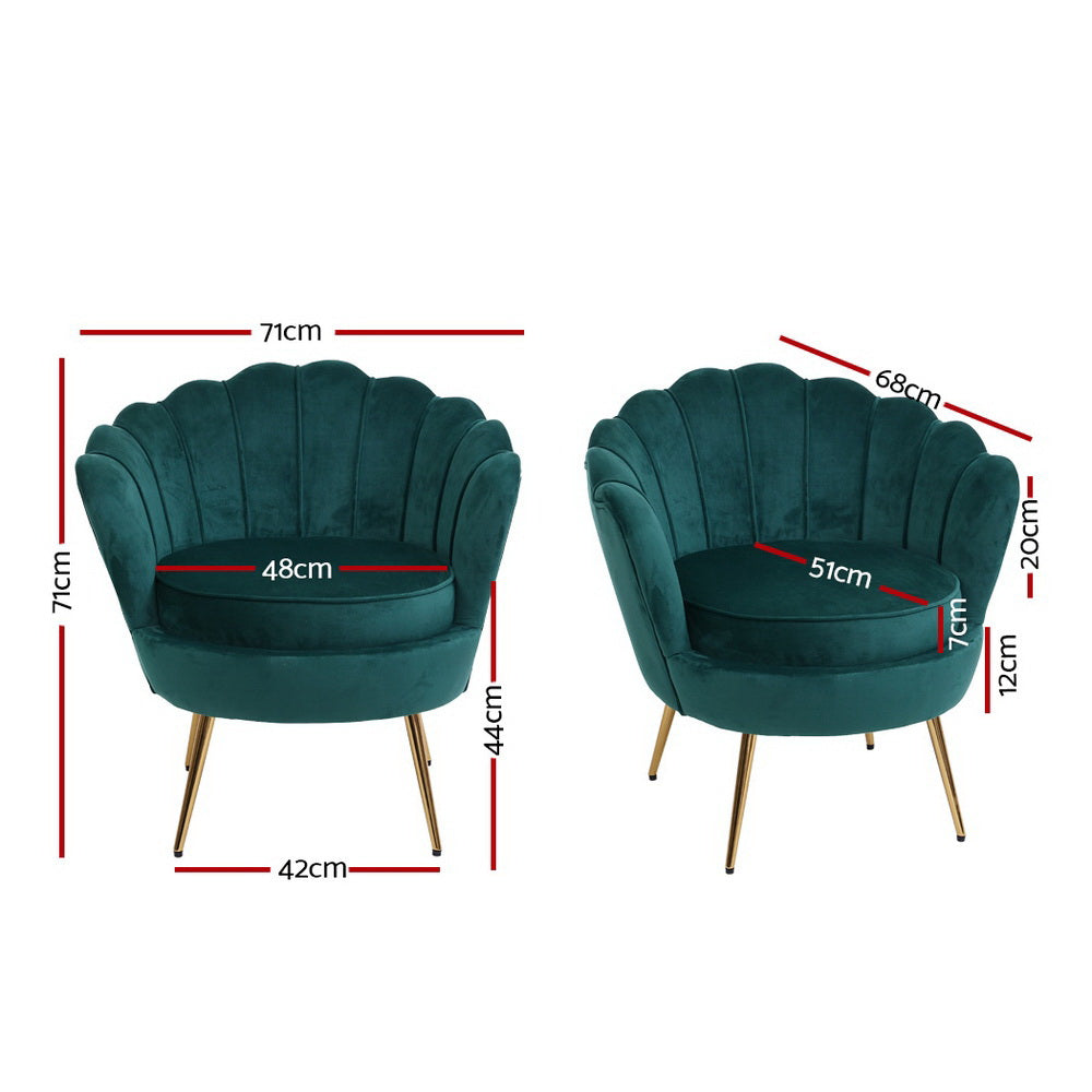 Artiss Armchair Velvet Green Callista - 0
