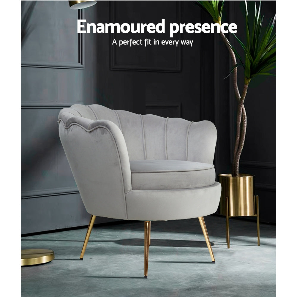 Artiss Armchair Velvet Grey Callista - 0