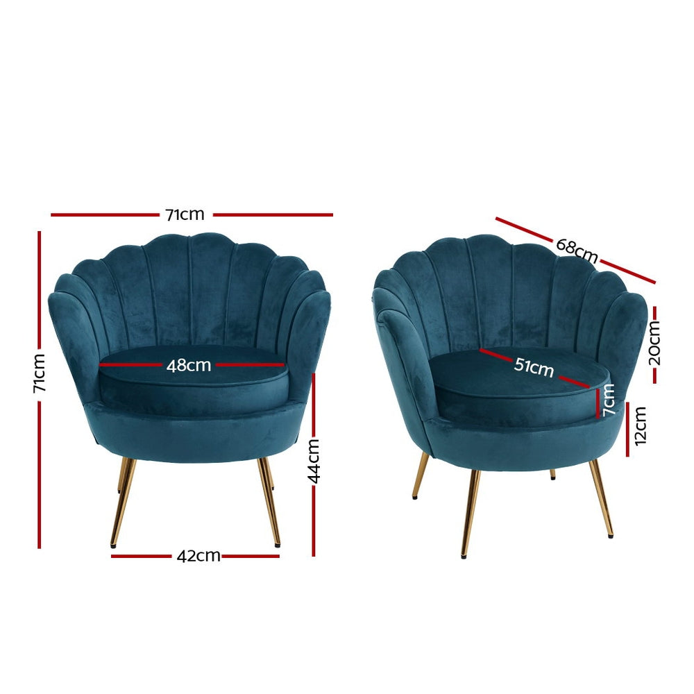 Artiss Armchair Velvet Blue Callista - 0