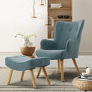 Artiss Armchair Set with Ottoman Blue Lansar-7