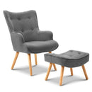 Artiss Armchair Set with Ottoman Grey Lansar-1