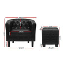 Artiss Armchair Set with Ottoman Black Ava-2