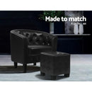 Artiss Armchair Set with Ottoman Black Ava-4