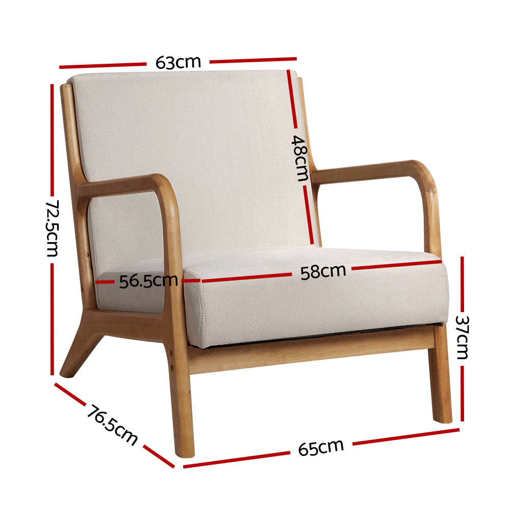 Artiss Armchair Fabric Beige Olive - 0