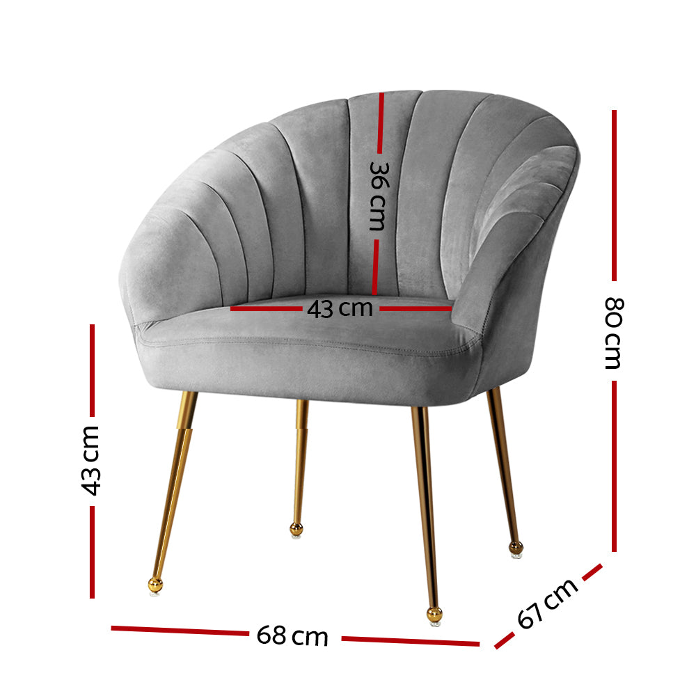Artiss Armchair Velvet Grey Eloise - 0