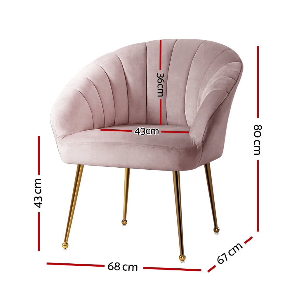 Artiss Armchair Velvet Pink Eloise - 0