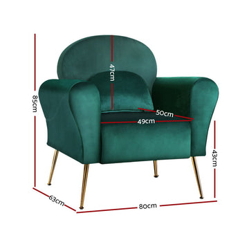 Artiss Armchair Green Velvet Caroline - 0
