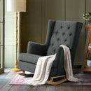 Artiss Rocking Chair Armchair Linen Fabric Charcoal Gaia-8