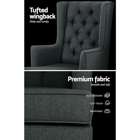 Artiss Rocking Chair Armchair Linen Fabric Charcoal Gaia