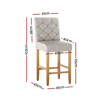 Artiss 2x Bar Stools Linen Upholstered Chairs - 0