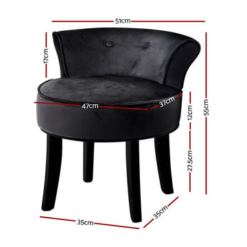 Artiss Vanity Stool Velvet Black Abella - 0