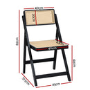 Artiss Dining Chair Wooden Rattan Foldable Black-2