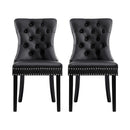 1 Set of 2 Artiss Dining Chairs Black Leather-3