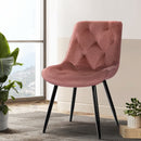 Artiss Dining Chairs Set of 2 Velvet Diamond Tufted Pink-1
