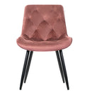 Artiss Dining Chairs Set of 2 Velvet Diamond Tufted Pink-3