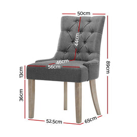 Artiss Dining Chairs Set of 2 Linen French Provincial Grey - 0