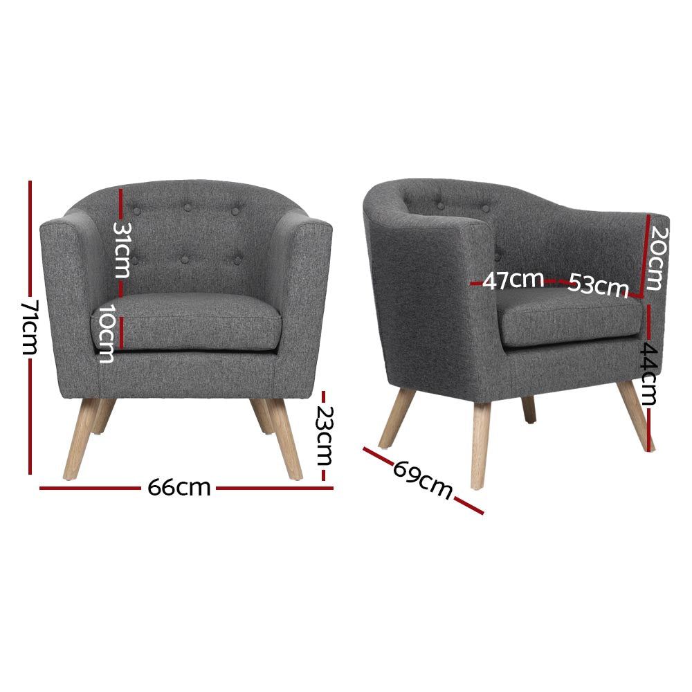 Artiss Armchair Tub Chair Grey Adora - 0