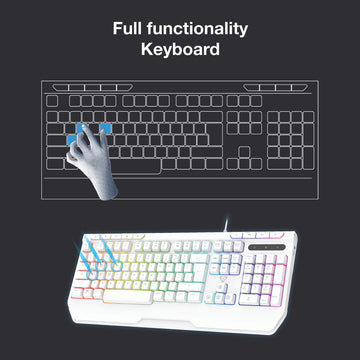 Laser White Gaming RGB Keyboard Full Size with Multimedia Keys - 0