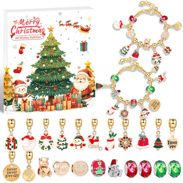 Christmas gift DIY Cartoon Snowman Bracelet Set with Crystal Beads