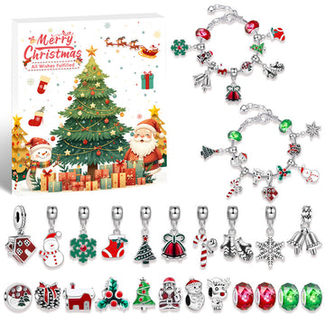 Christmas gift DIY Cartoon Snowman Bracelet Set with Crystal Beads