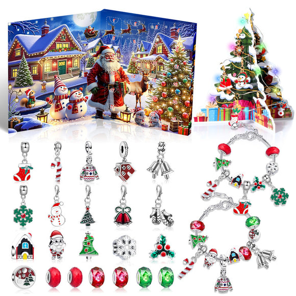 Christmas gift DIY Cartoon Snowman Bracelet Set with Crystal Beads