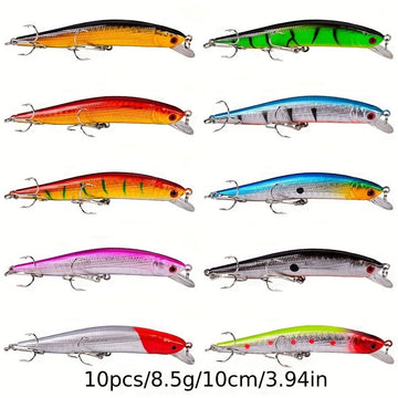Proberos 20-piece fishing tackle set | hard bait set, suitable for striped bass and bass | scoop hook lure, minnow lure, jumper, pencil-shaped swim bait, fish hook, sea bass lure - 0