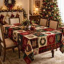 Christmas Patchwork Snowman Rectangle Table Cloth Polyester holiday Xmas Winter tablecloth Machine Washable Table Cover Stain Wrinkle Resistant Dining Party Kitchen Decor - A - Size 90x140cm-1
