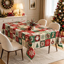 Christmas Patchwork Snowman Rectangle Table Cloth Polyester holiday Xmas Winter tablecloth Machine Washable Table Cover Stain Wrinkle Resistant Dining Party Kitchen Decor - C - Size 90x140cm-9