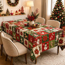 Christmas Patchwork Snowman Rectangle Table Cloth Polyester holiday Xmas Winter tablecloth Machine Washable Table Cover Stain Wrinkle Resistant Dining Party Kitchen Decor - F - Size 90x140cm-4