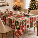 Christmas Patchwork Snowman Rectangle Table Cloth Polyester holiday Xmas Winter tablecloth Machine Washable Table Cover Stain Wrinkle Resistant Dining Party Kitchen Decor - F - Size 90x140cm-6